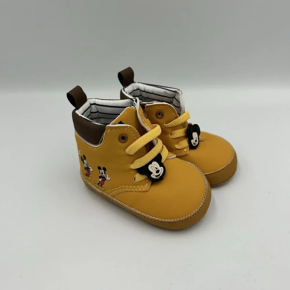 DISNEY BABY MICKEY MOUSE 3-9 Months Brown Little Walker Shoe No box